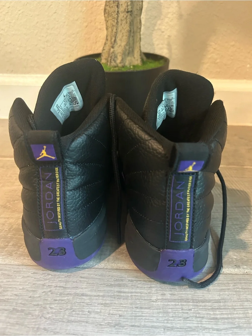 Jordan Black and Purple High-Top Sneakers